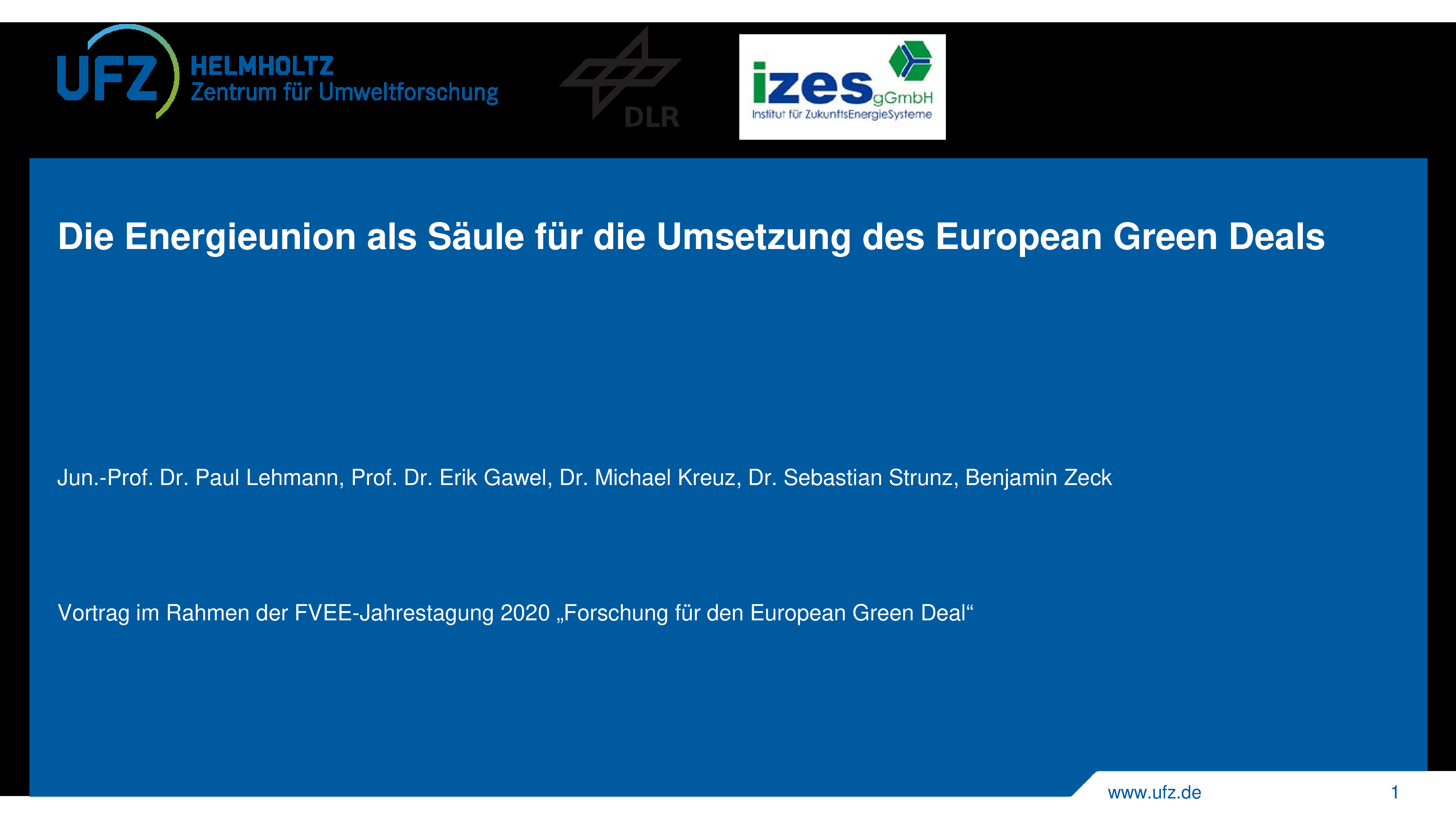 "Forschung für den European Green Deal" – Vortragsfolien zur Jahrestagung 2020