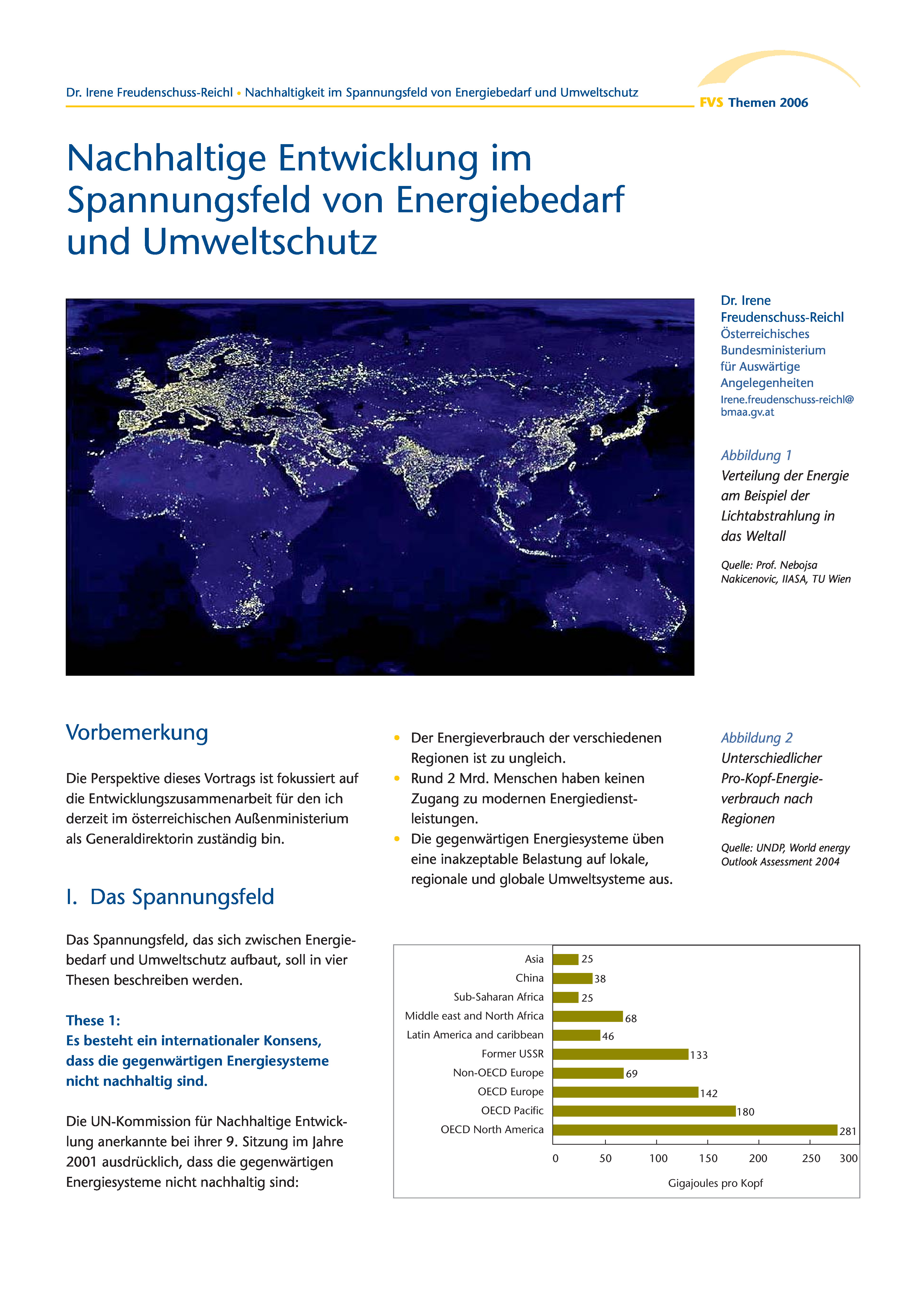 Themen 2006: Forschung und Innovation für eine nachhaltige Energieversorgung