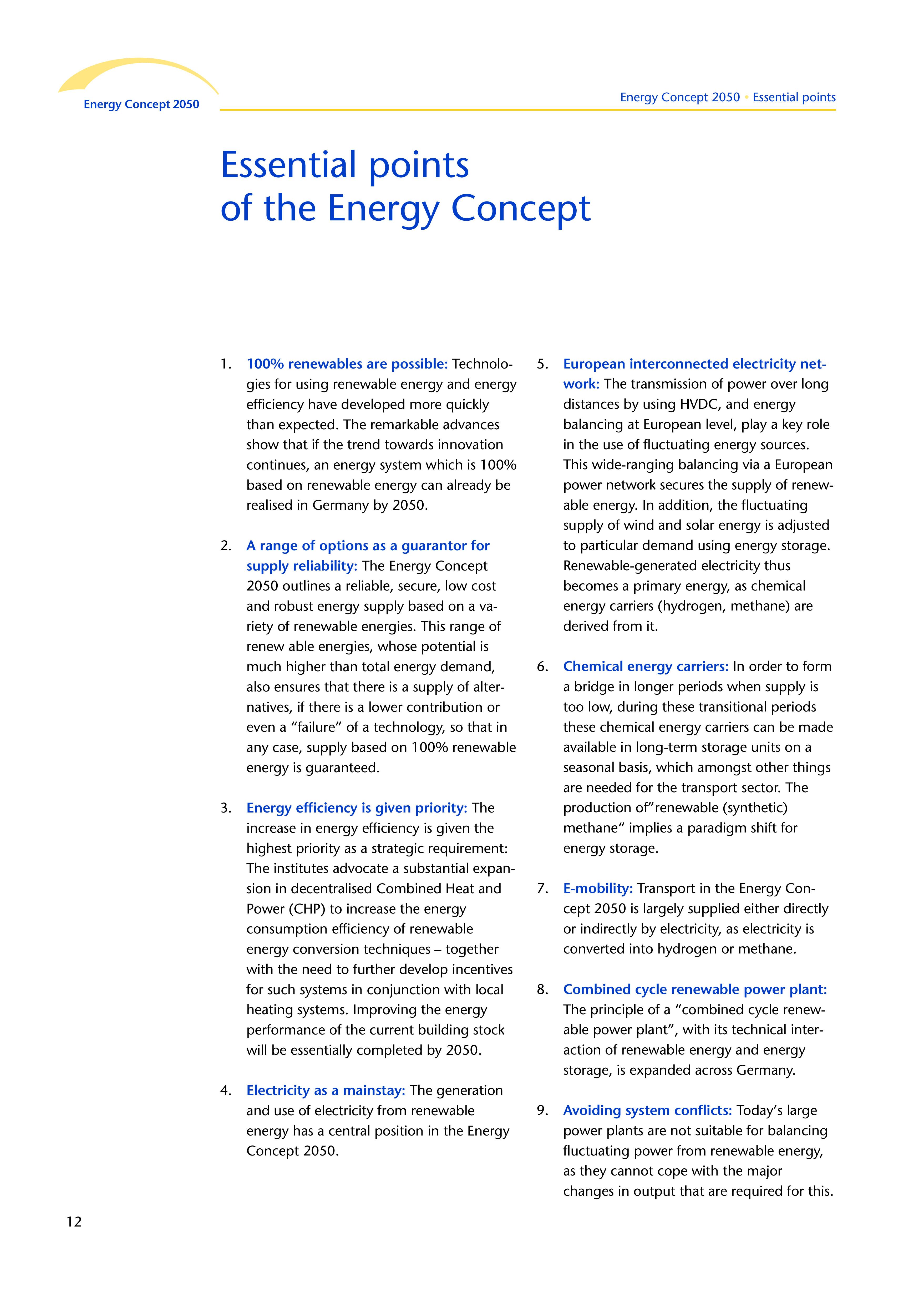 Energy Concept 2050 for Germany with an European and Global Perspective