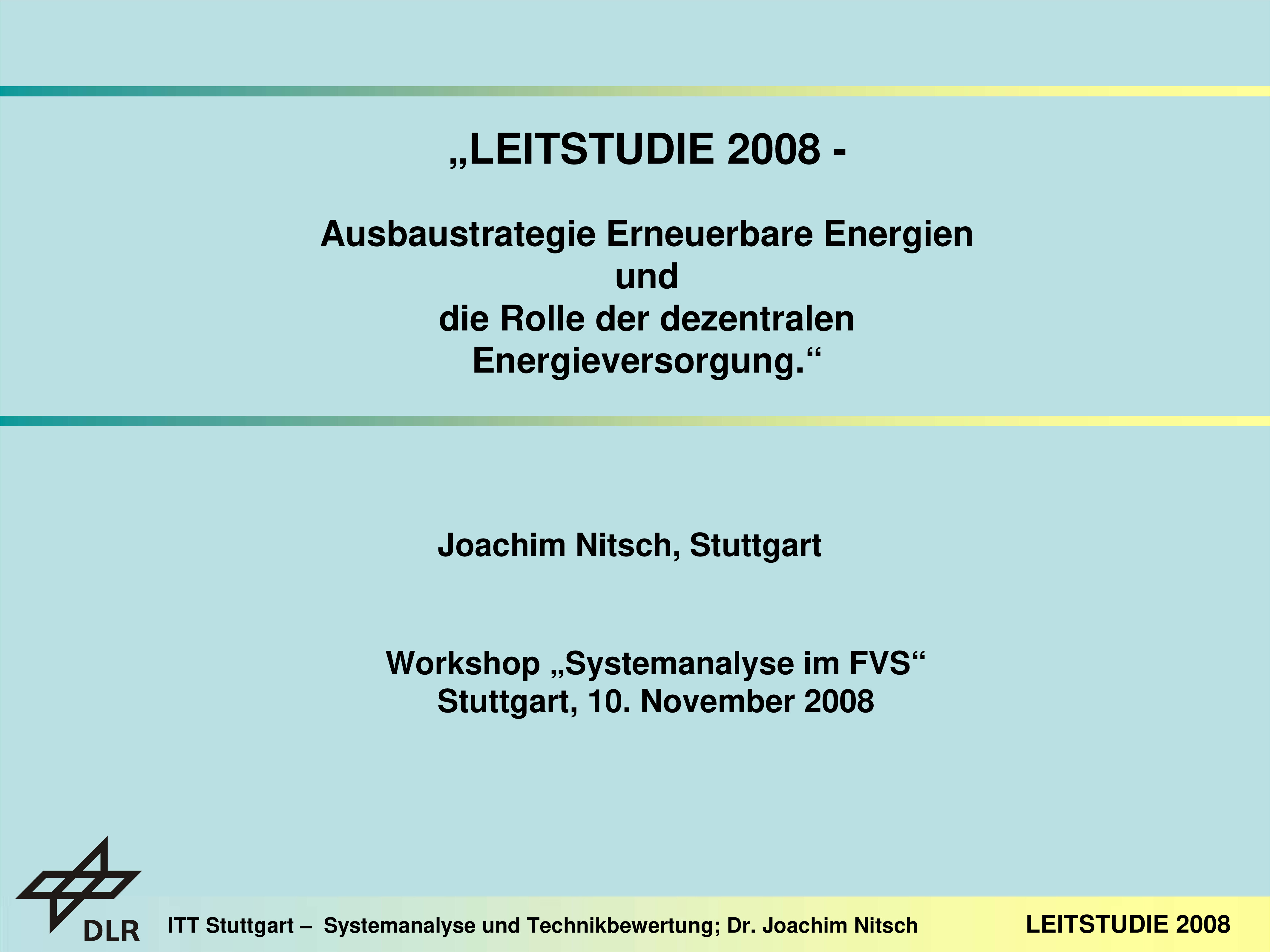 Workshop 2008: Systemanalyse im FVS