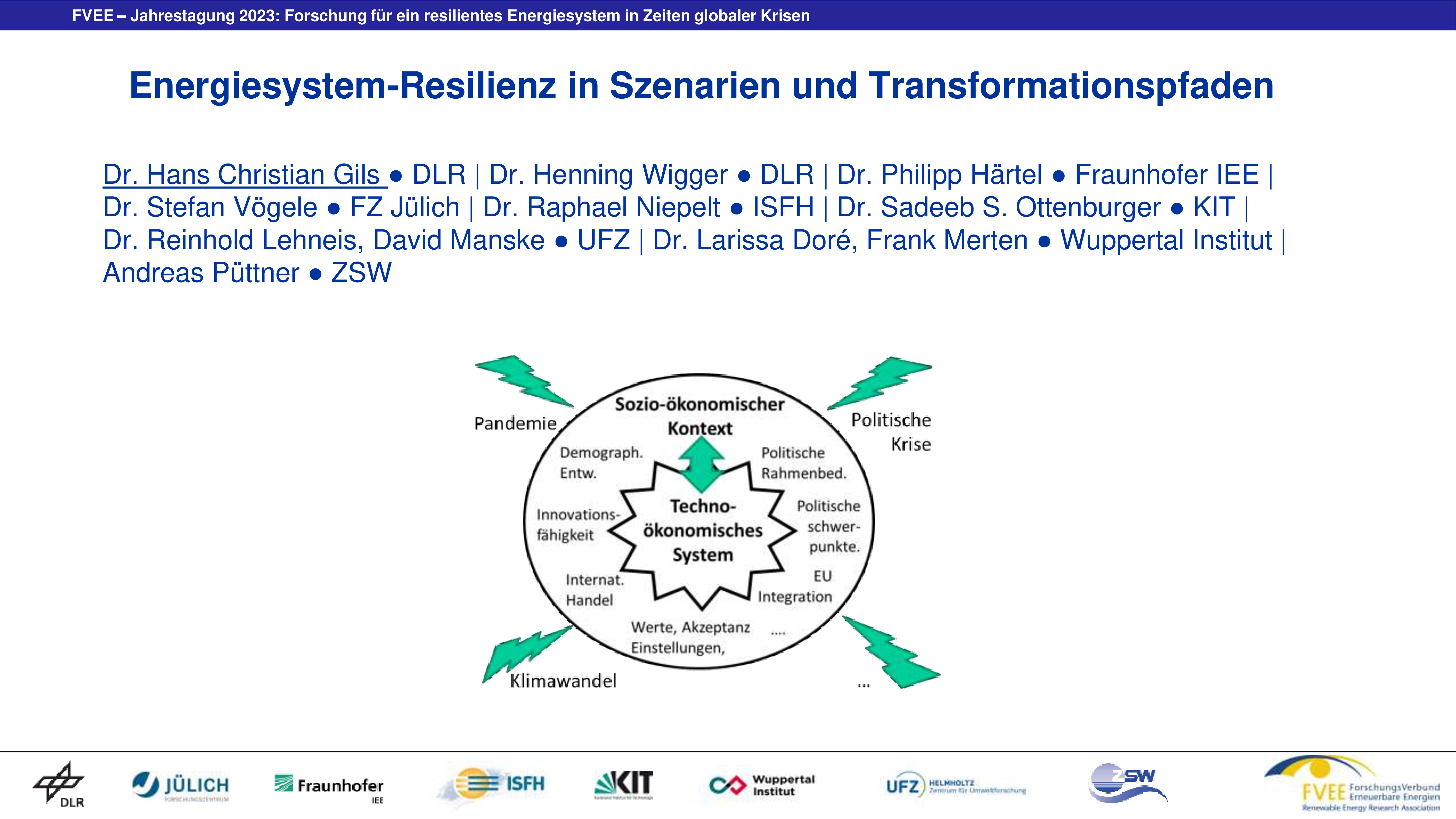 Forschung für ein resilientes Energiesystem in Zeiten globaler Krisen – Vortragsfolien zur Jahrestagung 2023
