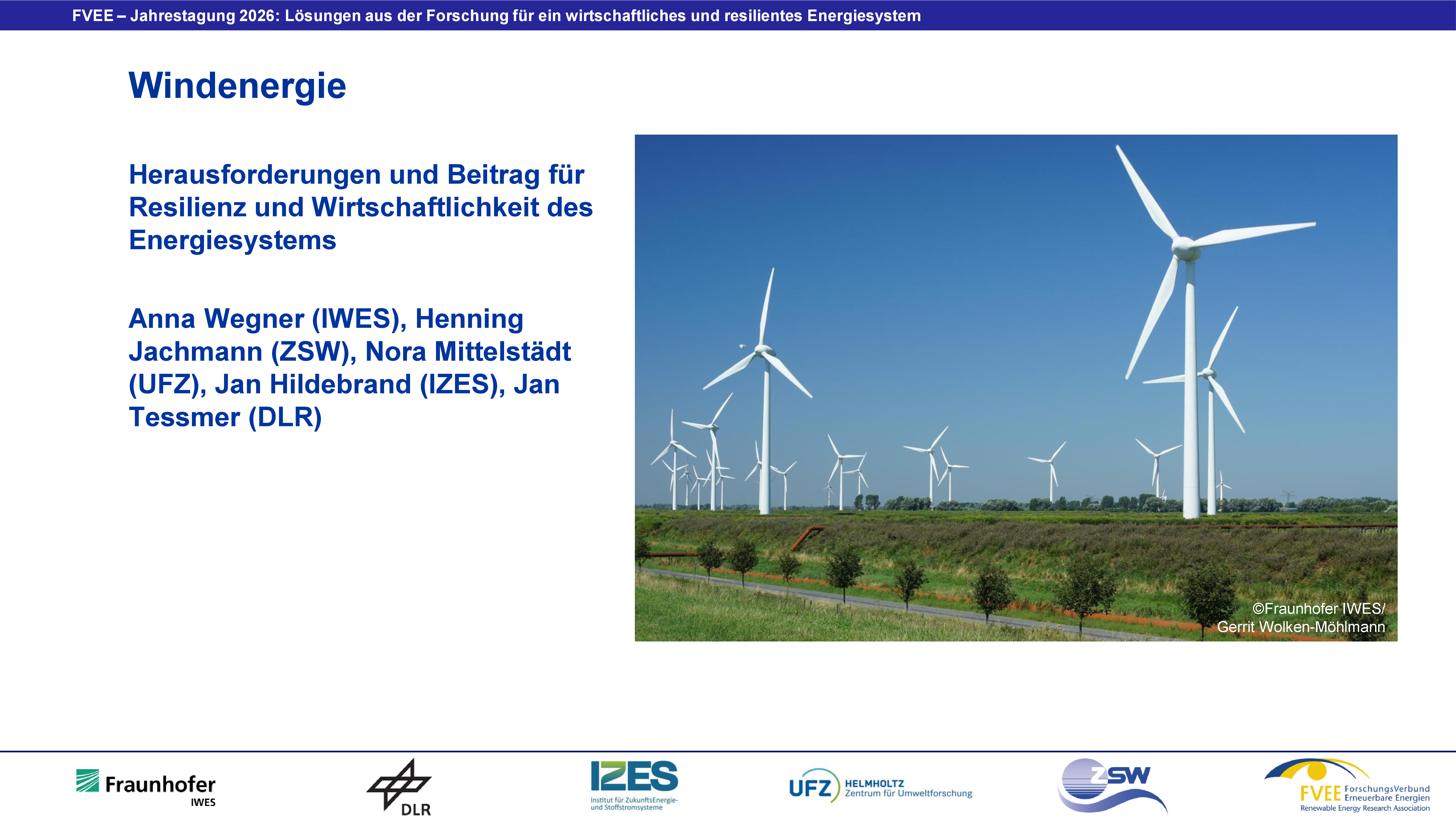 Vorschau des PDFs "Windenergie: Herausforderungen und Beitrag für Resilienz und Wirtschaftlichkeit des Energiesystems (Wegner) - PDF (1,75 MB)"